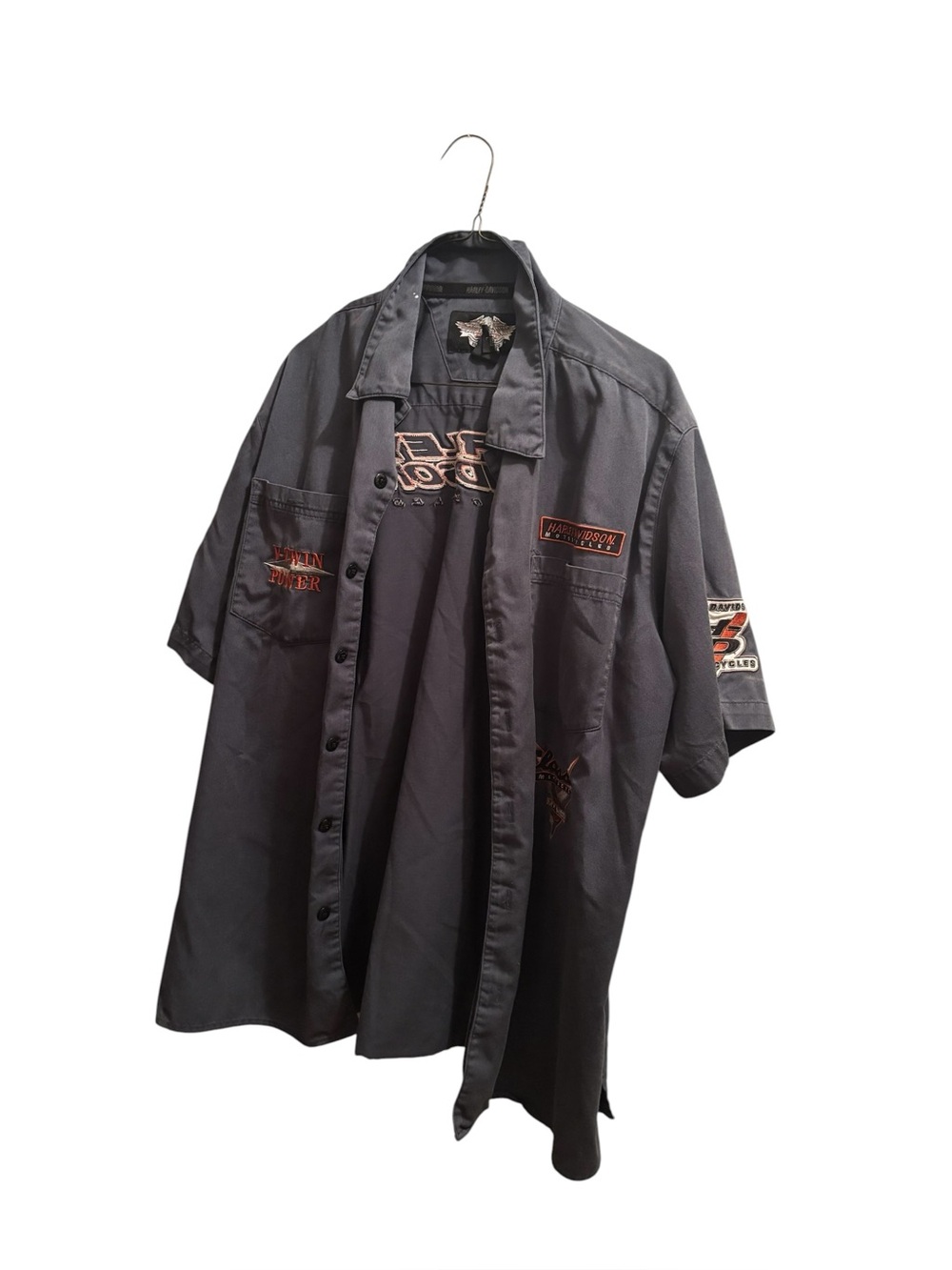 HARLEY DAVIDSON Men’s  Embroidered V-Twin Buttoned Mechanics Shirt Size Large